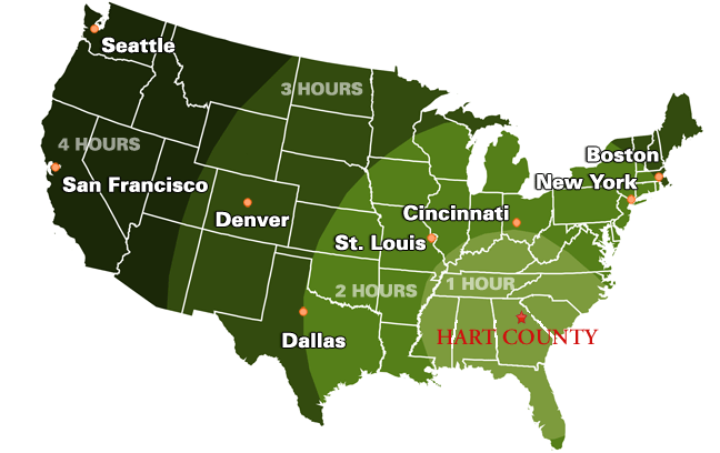 Air travel distances map, America
